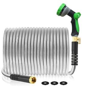 Metal Garden Hose 100Ft – Stainless Steel, Heavy Duty, Flexible & Kink-Free